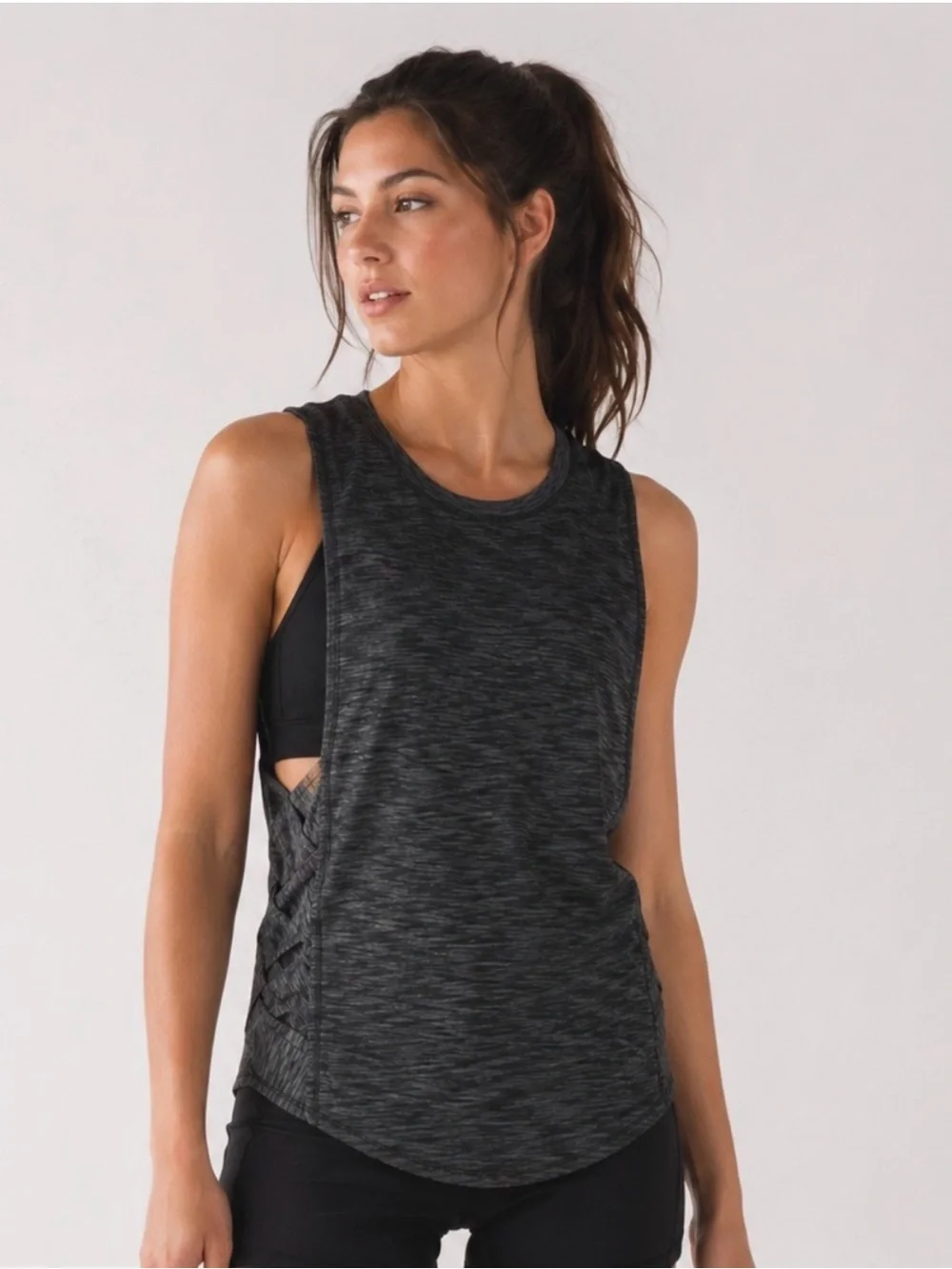 lululemon Var-City Muscle Tank Heathered Black Size 4